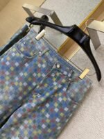 LV Colourful Checkerboard Print Denim Trousers - 图片 6