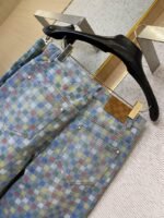 LV Colourful Checkerboard Print Denim Trousers - 图片 8