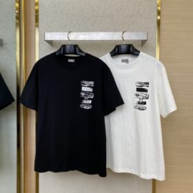 Dior Flocked Print Short Sleeve White
