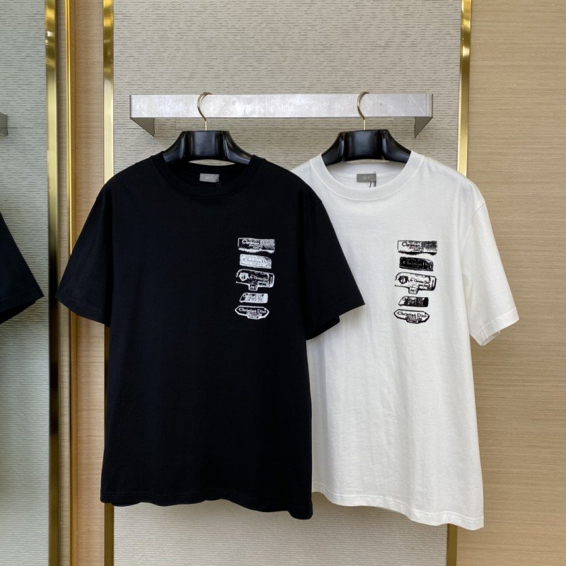 wsxc1740795451256_0.jpg Dior Flocked Print Short Sleeve Black - 图片 1