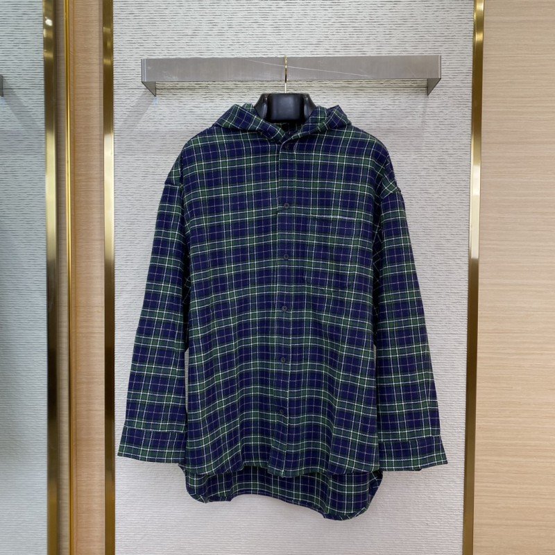 wsxc1740796617460_0.jpg Balenciaga Check Shirt Jacket Coat - 图片 1