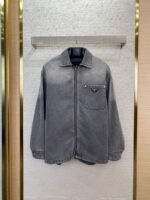 Prada Aged Grey Denim Jacket Coat