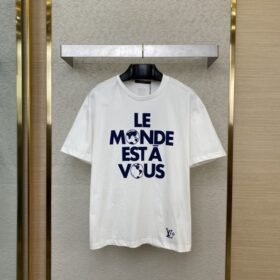 LV Flocked Print Short Sleeve T-Shirt