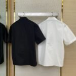 LV Beaded Embroidery Lapel Short Sleeve Shirt White - 图片 2