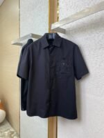 LV Beaded Embroidery Lapel Short Sleeve Shirt Black - 图片 5