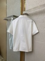 LV Beaded Embroidery Lapel Short Sleeve Shirt White - 图片 7