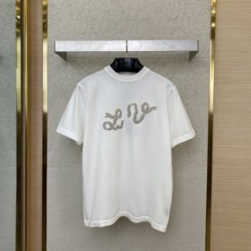 LV Ribbon Embroidered Knit Short Sleeve T-Shirt