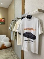 Balenciaga Lamborghini Co-Printed Short Sleeve T-Shirt Beige - 图片 3