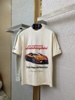 Balenciaga Lamborghini Co-Printed Short Sleeve T-Shirt Beige - 图片 5