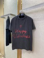 Balenciaga Love Hearts Graffiti Short Sleeve T-Shirt Black - 图片 5