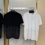 LV Rhinestone Gradient Knit Short Sleeve T-Shirt White