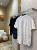 LV Rhinestone Gradient Knit Short Sleeve T-Shirt White - 图片 4