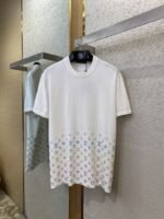 LV Rhinestone Gradient Knit Short Sleeve T-Shirt White - 图片 5