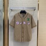 LV Collarless Logo Jacquard Cardigan