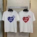 LV Love Flocked Print Short Sleeve T-Shirt Red