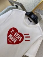 LV Love Flocked Print Short Sleeve T-Shirt Red - 图片 4