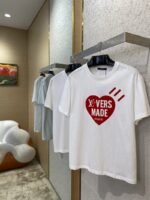 LV Love Flocked Print Short Sleeve T-Shirt Blue - 图片 3