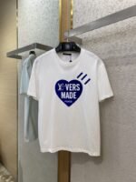 LV Love Flocked Print Short Sleeve T-Shirt Blue - 图片 5