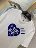 LV Love Flocked Print Short Sleeve T-Shirt Blue - 图片 6