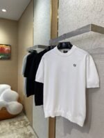 Fendi Double F Metallic Logo Wool Knit Short Sleeve White - 图片 3