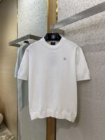 Fendi Double F Metallic Logo Wool Knit Short Sleeve White - 图片 5