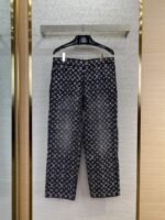 LV Old Flower Rhinestone Denim Trousers