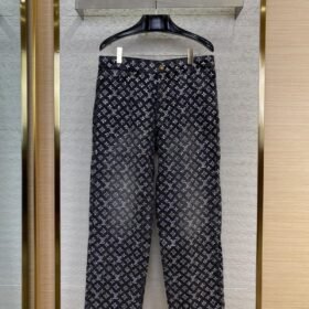LV Old Flower Rhinestone Denim Trousers