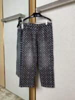 LV Old Flower Rhinestone Denim Trousers - 图片 5