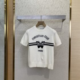 Dior Butterfly Appliqué Knit Short Sleeve T-Shirt