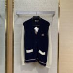 Miu Miu Appliqu?? Embroidery Colour Block Knit Cardigan