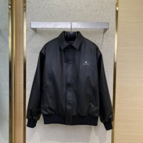 Balenciaga 3M Embroidered Leather Jacket Coat