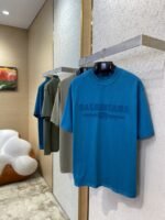 Balenciaga Letter Embroidered Short Sleeve T-Shirt Green - 图片 3