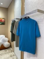 Balenciaga Letter Embroidered Short Sleeve T-Shirt Blue - 图片 4