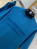 Balenciaga Letter Embroidered Short Sleeve T-Shirt Blue - 图片 6