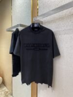 Balenciaga Appliqu?? Embroidery Aged Short Sleeve T-Shirt Black - 图片 5