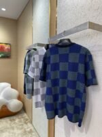 LV Checkered Knit Short Sleeve T-Shirt White - 图片 4