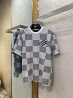 LV Checkered Knit Short Sleeve T-Shirt White - 图片 5