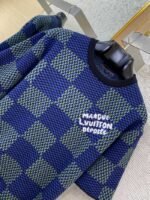 LV Checkered Knit Short Sleeve T-Shirt Blue - 图片 6