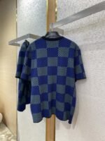 LV Checkered Knit Short Sleeve T-Shirt Blue - 图片 7