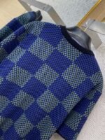 LV Checkered Knit Short Sleeve T-Shirt Blue - 图片 8