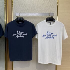 Dior Co-Branded Embroidered Short-Sleeved T-Shirt Navy