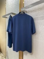 Balenciaga Wheatsheaf Letters Embroidered Short Sleeve T-Shirt Blue - 图片 7