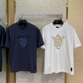 Fendi Emblem Embroidered Short Sleeve T-Shirt White