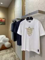 Fendi Emblem Embroidery Short Sleeve T-Shirt Navy - 图片 3