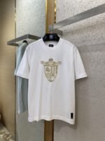 Fendi Emblem Embroidered Short Sleeve T-Shirt White - 图片 5