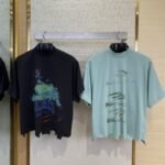 Balenciaga Blur Halo Print Short Sleeve T-Shirt Green