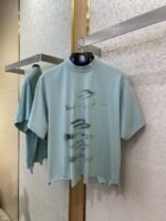 Balenciaga Blur Halo Print Short Sleeve T-Shirt Green - 图片 5