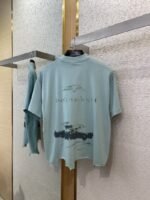 Balenciaga Blur Halo Print Short Sleeve T-Shirt Green - 图片 7