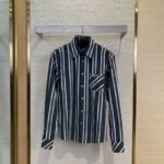 LV Striped webbed silk lapel shirt