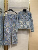 LV Colourful Checkerboard Print Denim Jacket